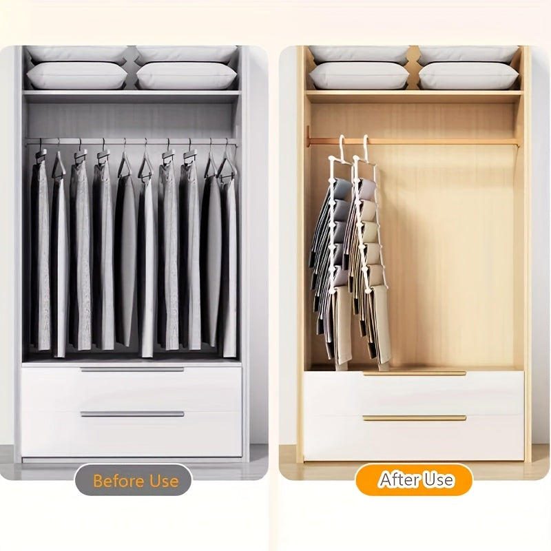 Perchero plegable de acero inoxidable para pantalones con 7 capas