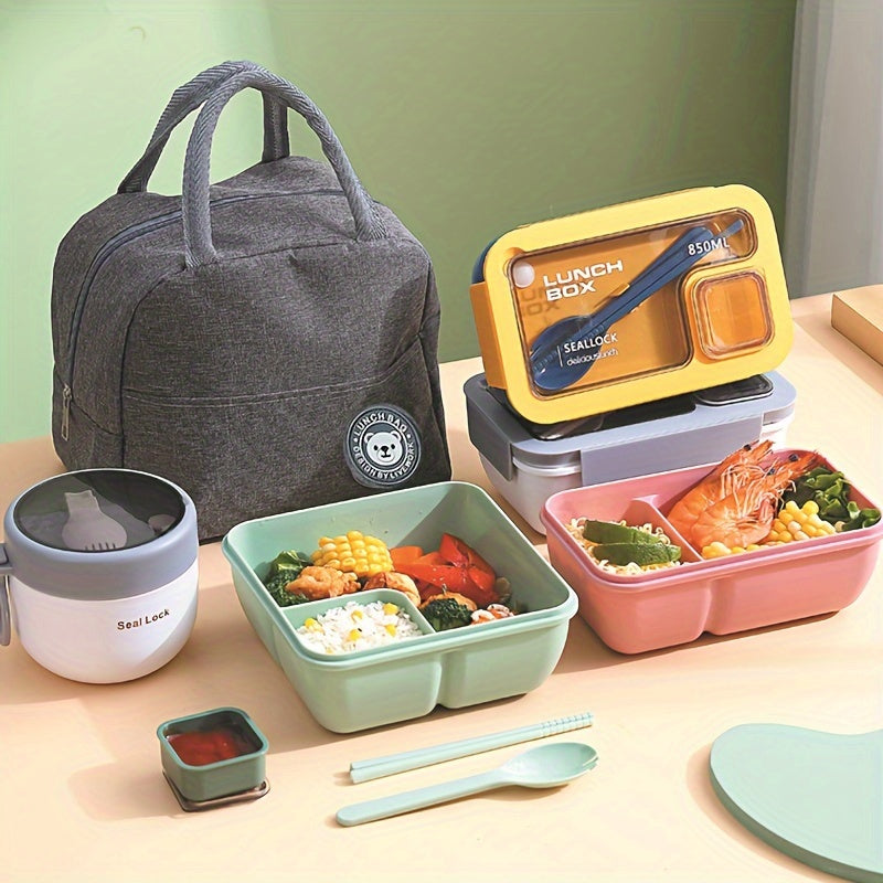 3-Piece Large Capacity Oxford Cloth Storage Bags for Lunch and Organizer in Bright Pink Grey Blue Green