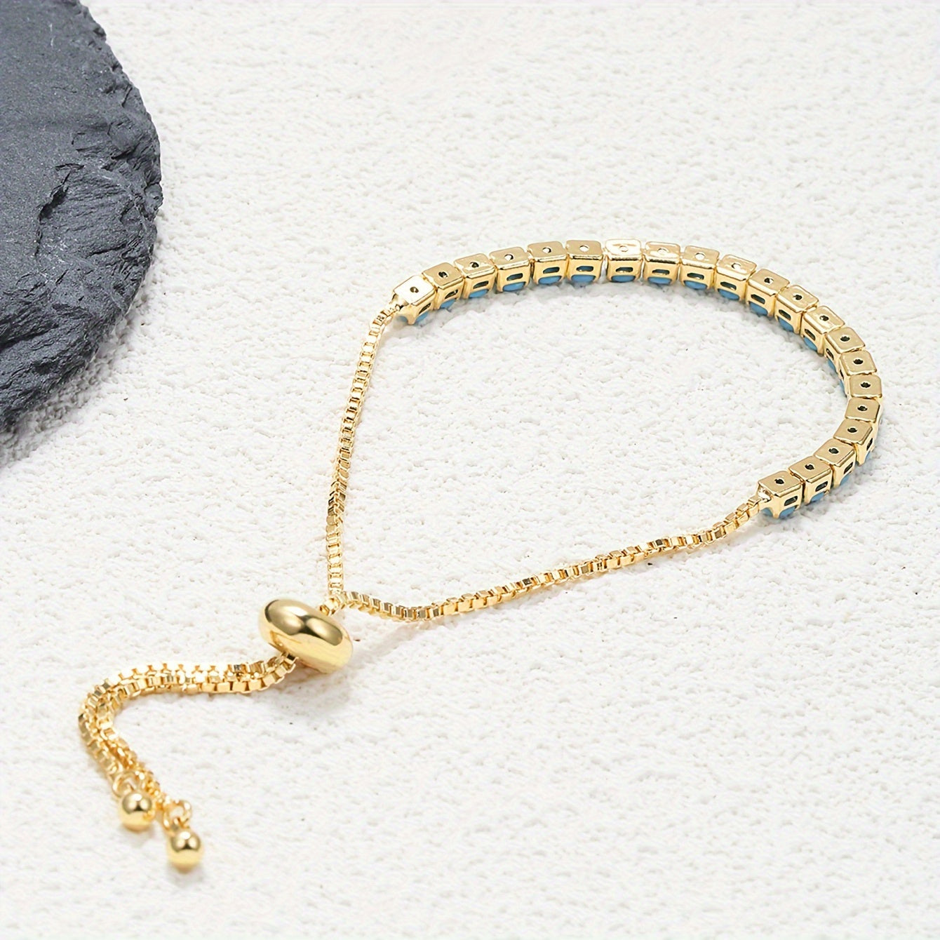 Zarif Turkuz Bilaguzuk, Yagona Qator, 18K Oltin Qoplama, Moslashtiriladigan Tortish Dizayni, Ayollar uchun Minimalist Moda Aksessuar