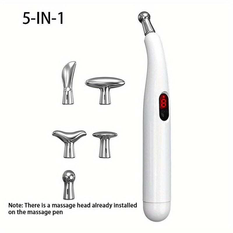 O'zgaruvchan sozlamalari va turli massaj boshliqlari bilan quvvatlanadigan elektr massaj qalam, uyda yoki sayohatda foydalanish uchun.
