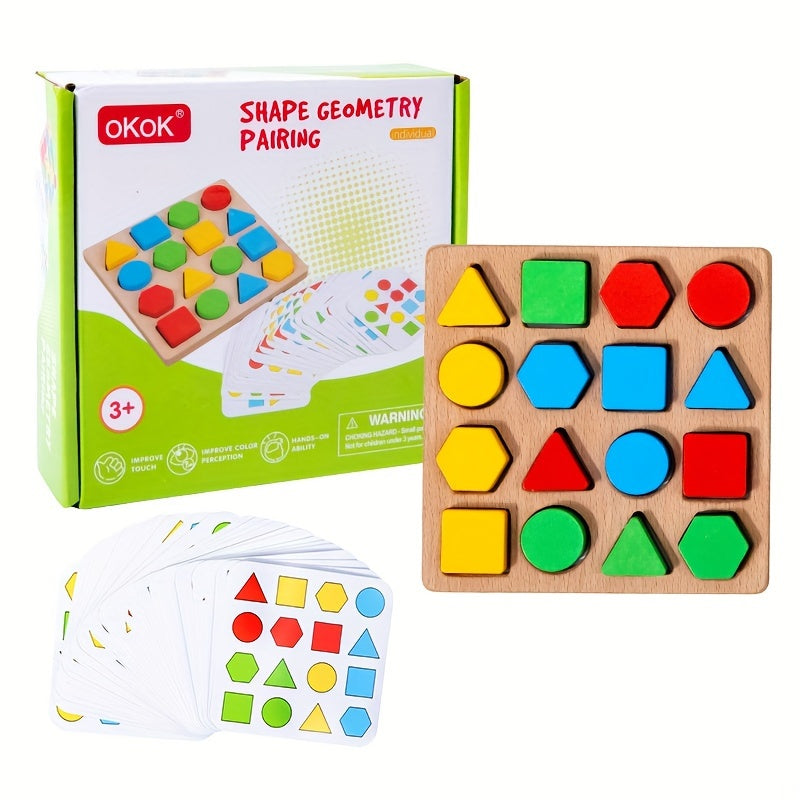 Wooden Dual-Player Battle Game for Kids with Geometric Shape Matching and Building Blocks