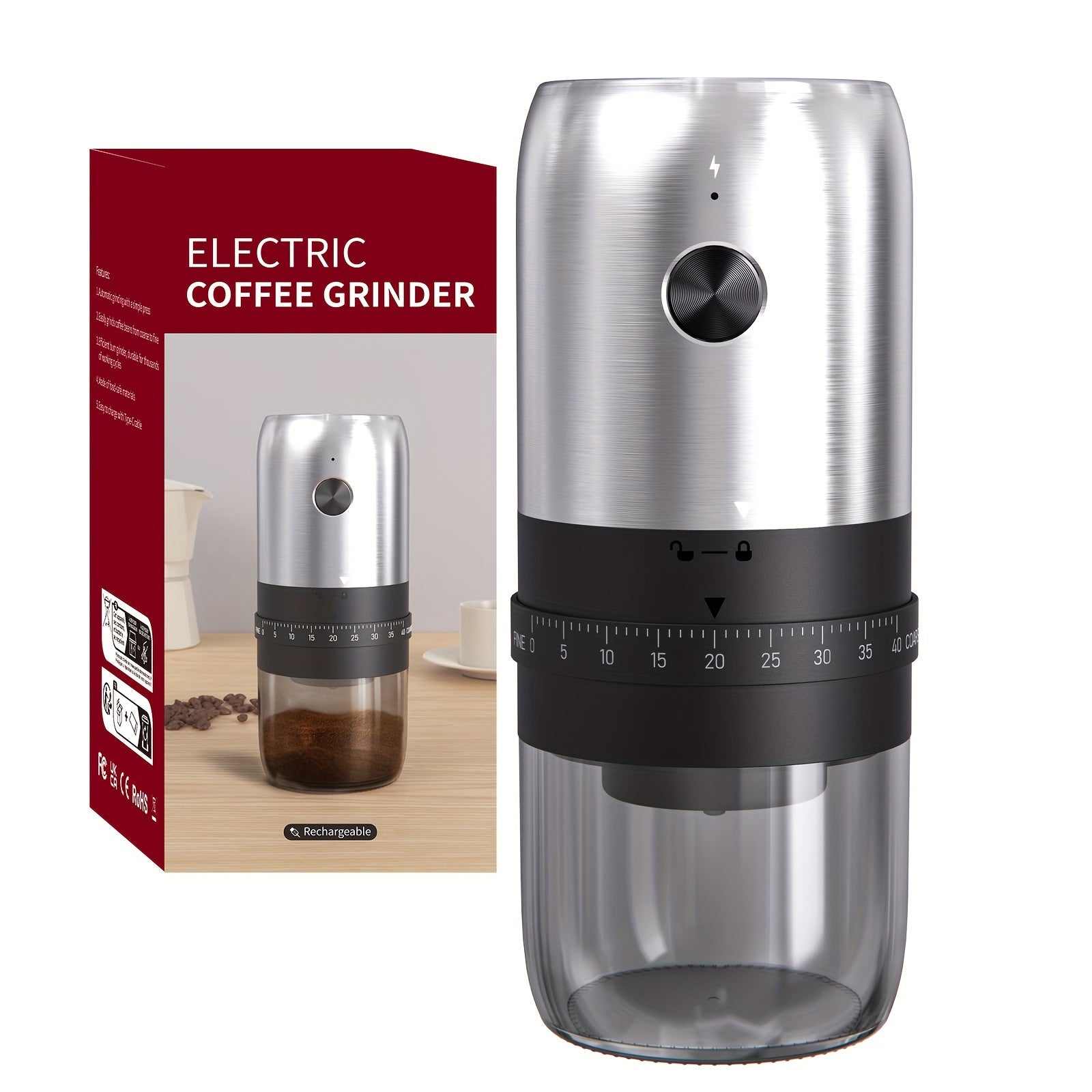 Wireless USB Rechargeable Electric Coffee Grinder Portable Adjustable Food Grade Plastic Cup