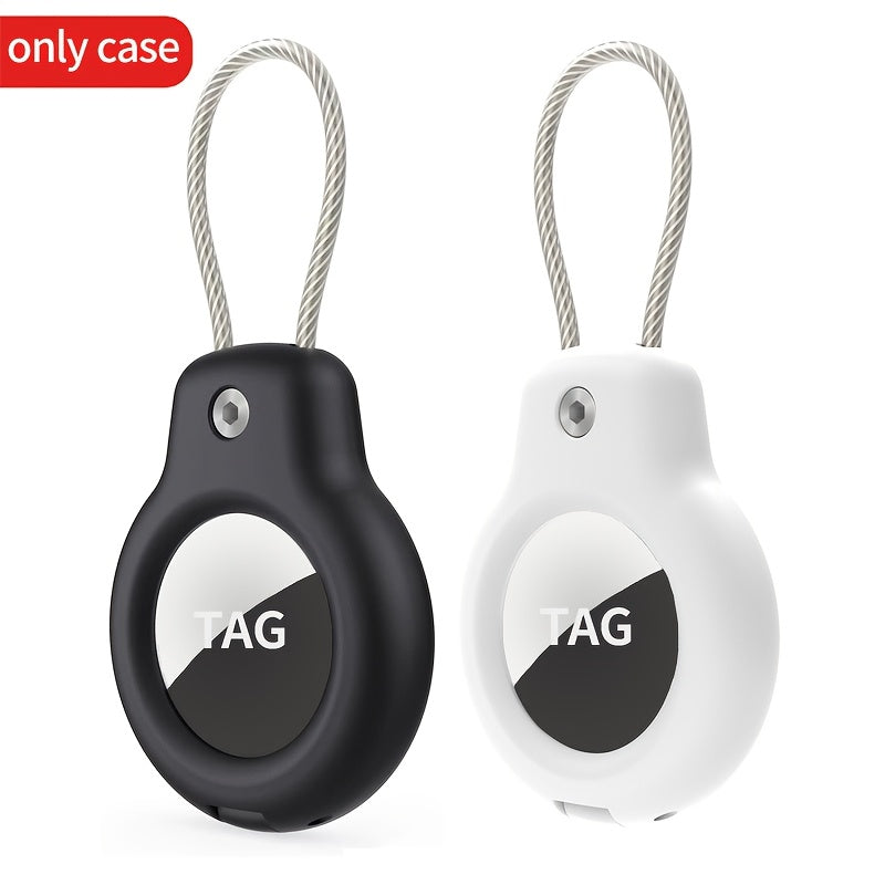 2 piezas de fundas protectoras de acero inoxidable para AirTag, llavero antirrobo, etiqueta de equipaje