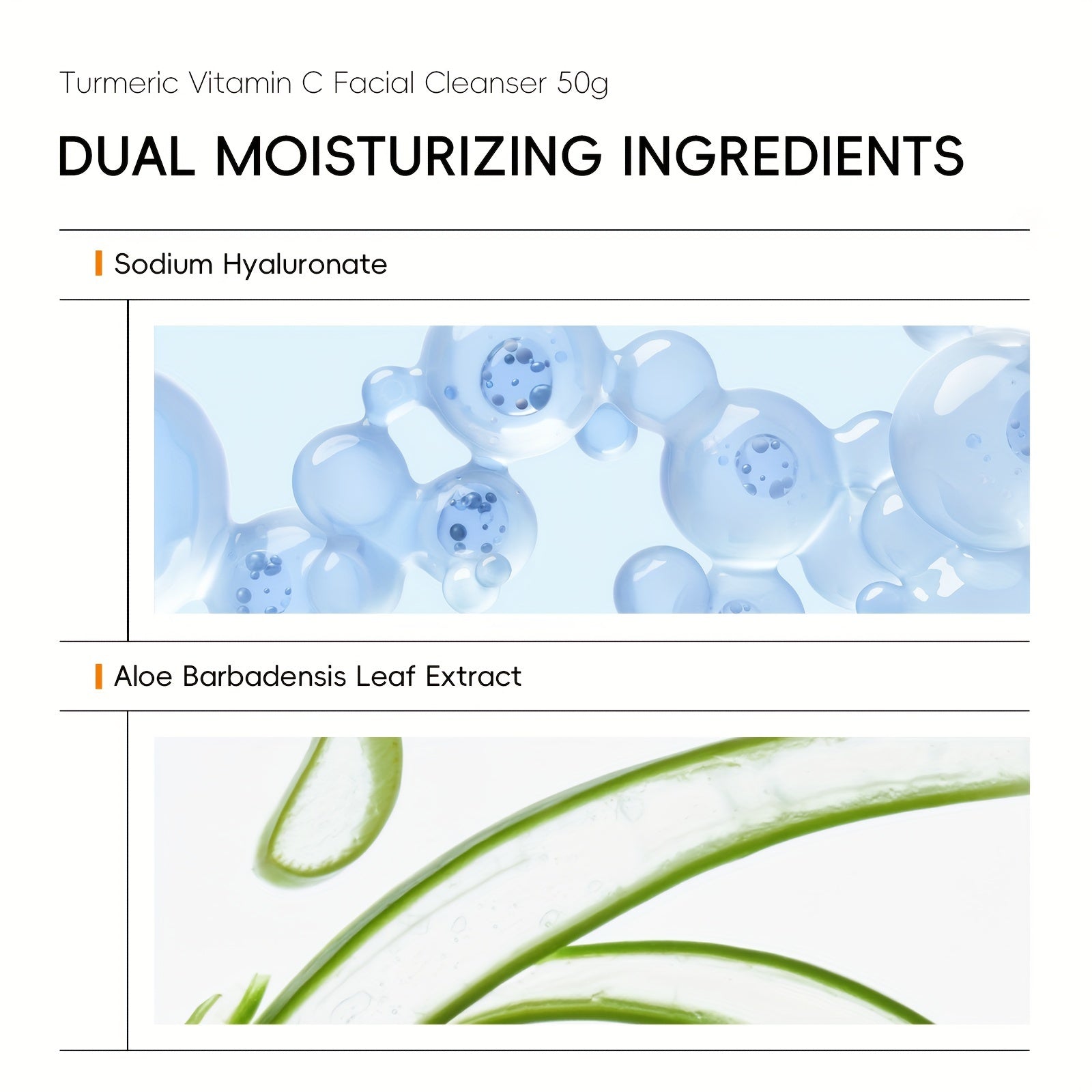Limpiador facial unisex con ácido hialurónico, cúrcuma y vitamina C 1.76oz