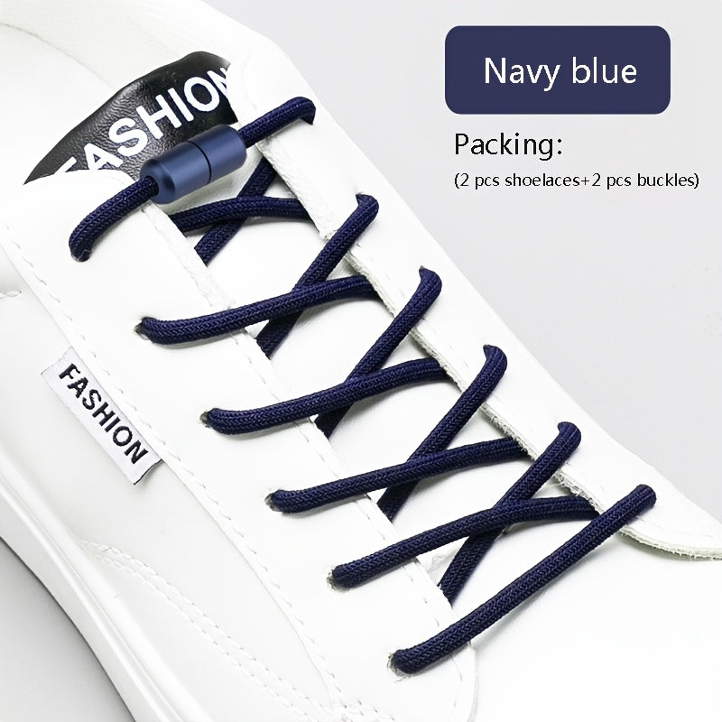 2PCS No-Tie Elastic Shoelaces for Sneakers and Boots Soft Acetate Fiber