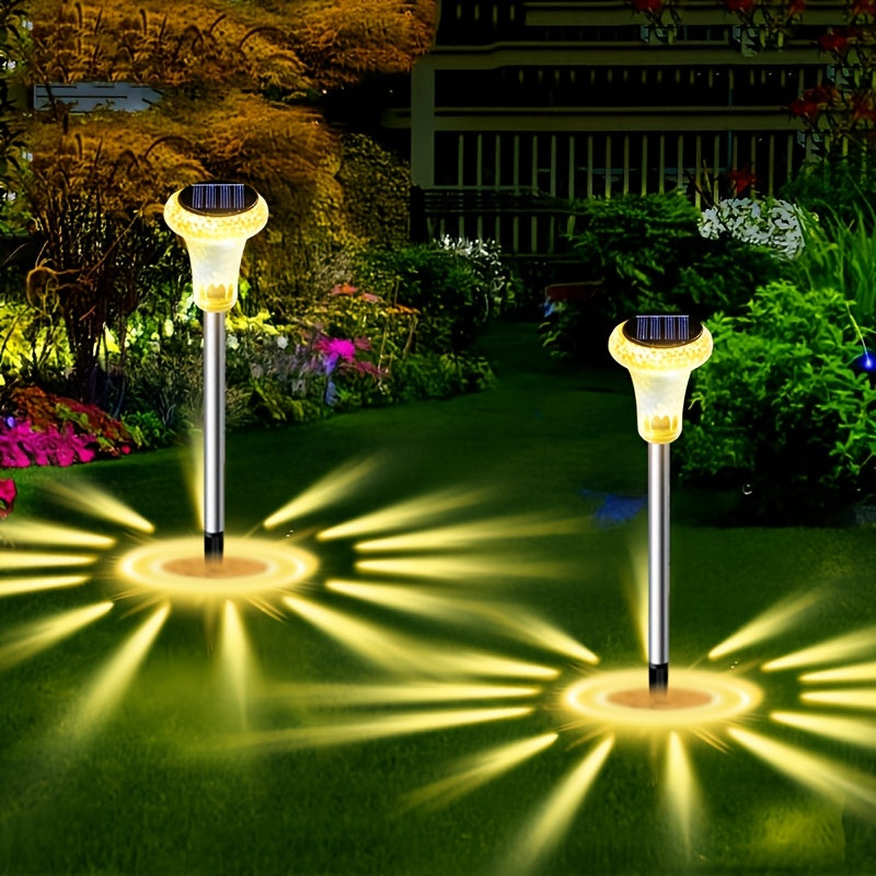 2pcs Solar Powered LED Garden Lights Outdoor Pathway Landscape Yard Waterproof