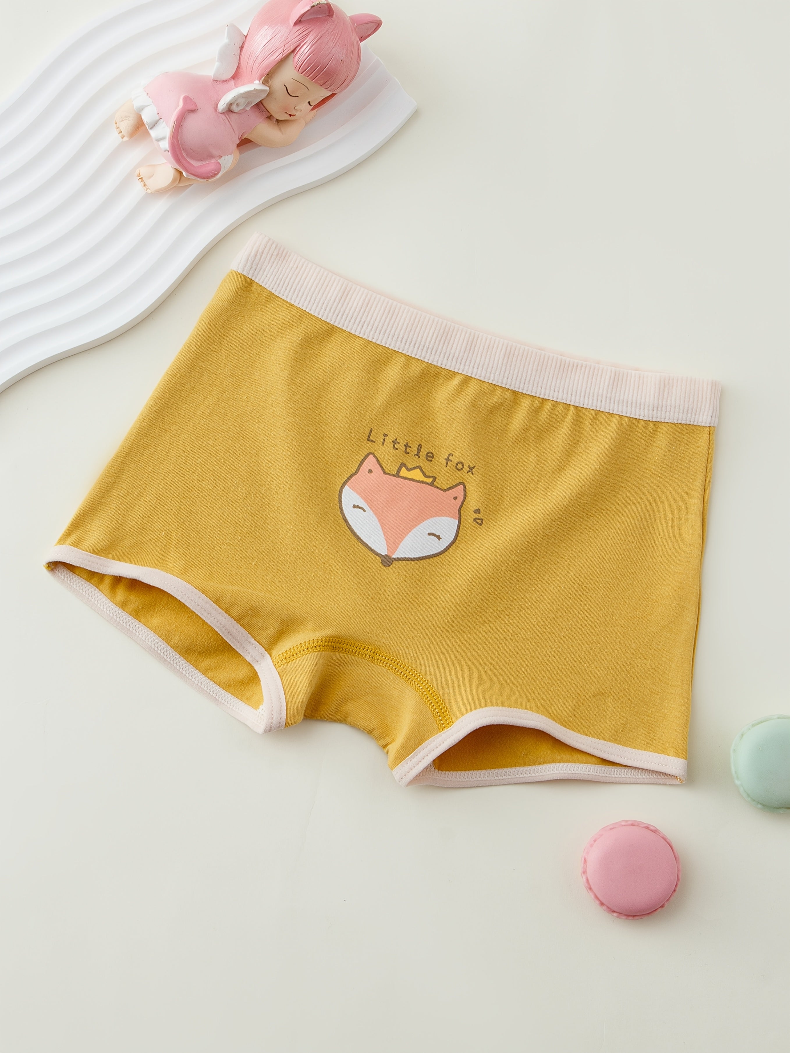 Girls' Cotton Fox Boxer Briefs Pack of 4 for Children