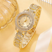 Ladies Round Quartz Watch with Luxury Bracelet for All Occasions