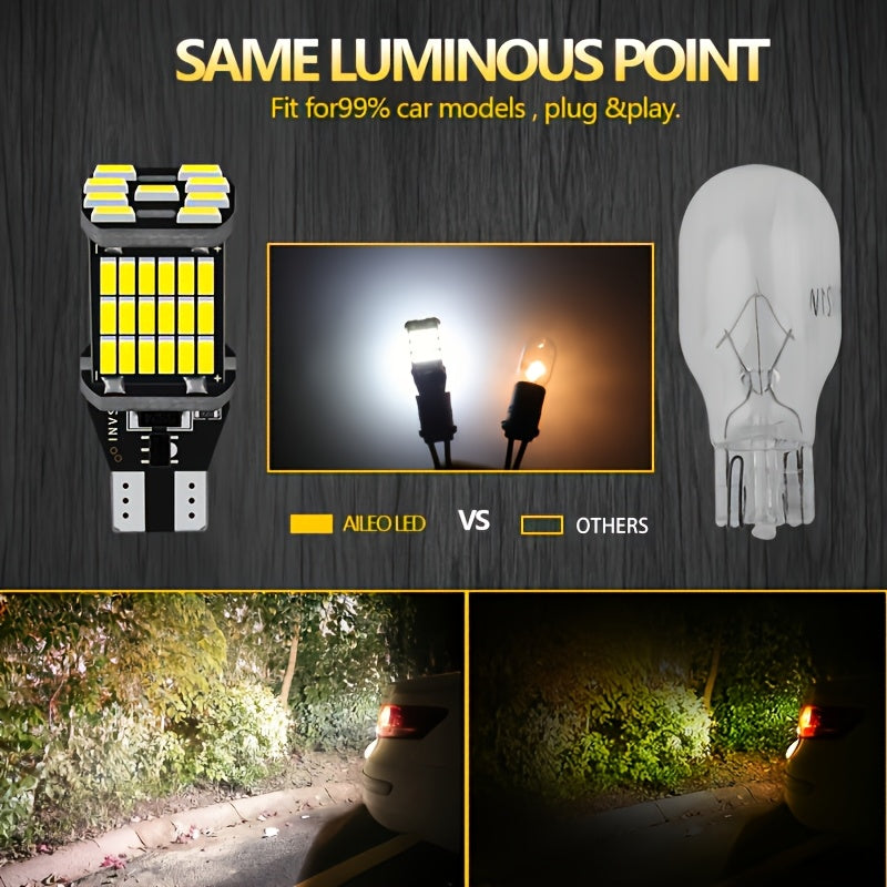 2pcs T15 W16W 45 SMD LED Reverse Backup Light Hexing Bulb 1200 Lumens