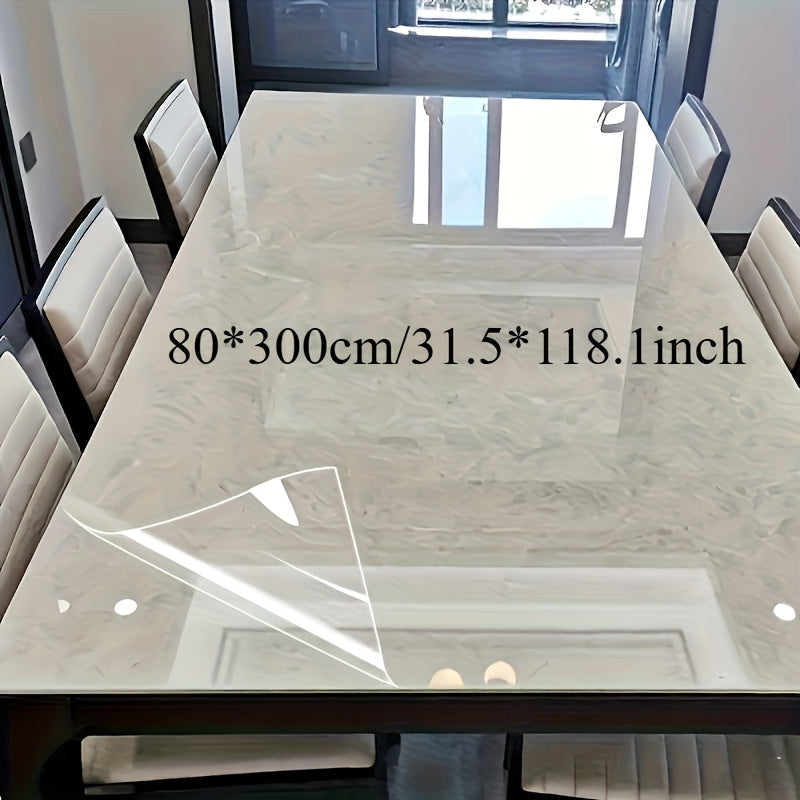 Clear PET Table Protector 99x41cm Self-Adhesive Waterproof Oil-Resistant for Dining and Coffee Tables