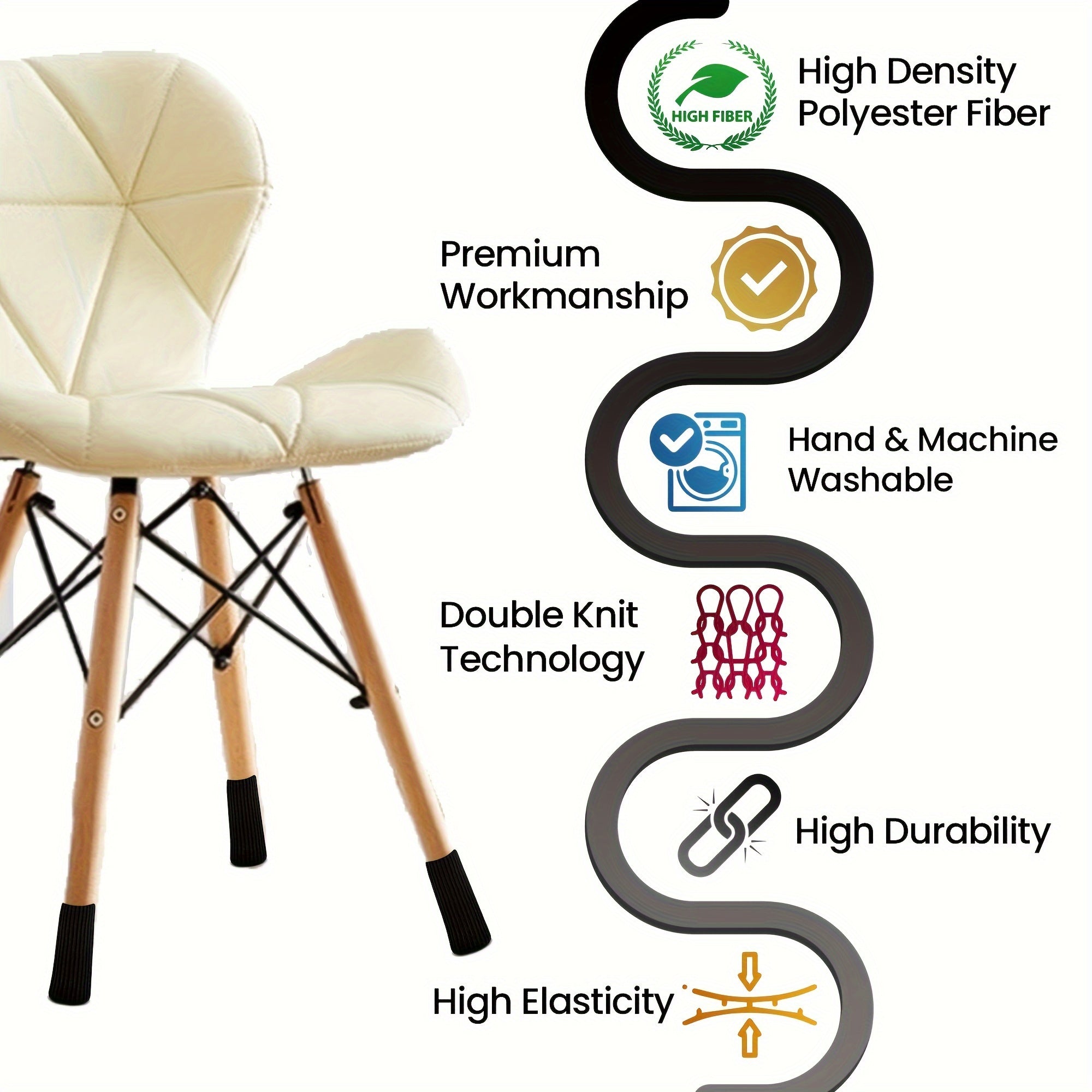 Set of 24 Elastic Chair Leg Socks with Anti-Slip Pads for Floor Protection