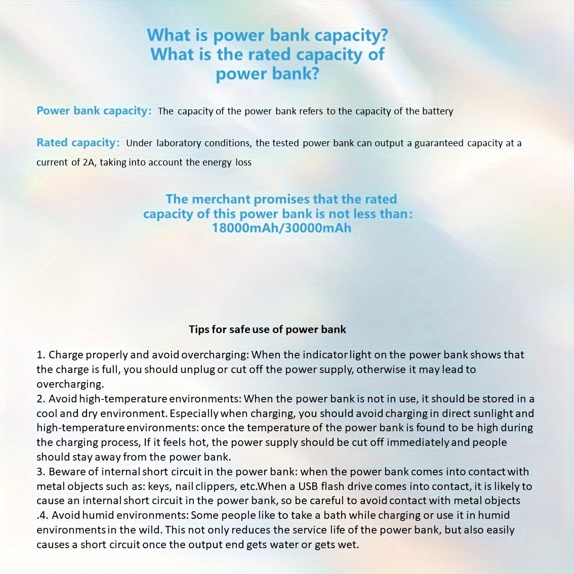 Портативный аккумулятор с супербыстрой зарядкой 66W, емкостью 30000mAh или 50000mAh для использования на улице.