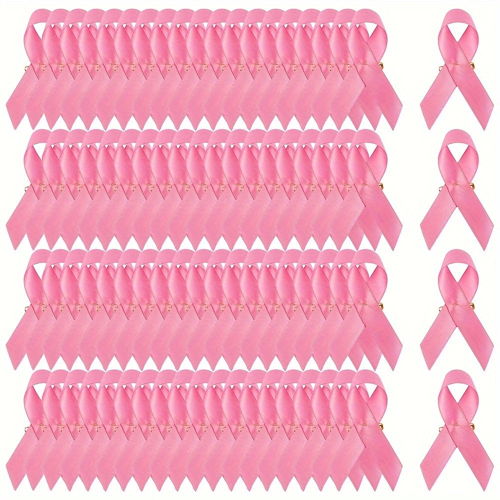100 Pink Ribbon Pins for Breast Cancer Awareness Fundraising Support