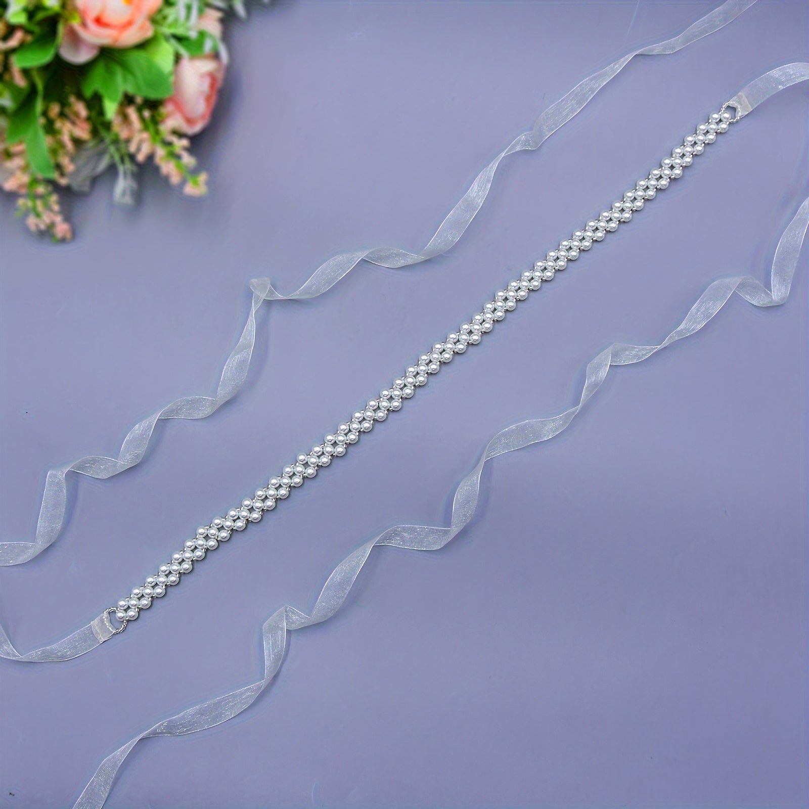 Cinturón de novia con perlas falsas y cinta para vestidos de boda y vestidos de noche