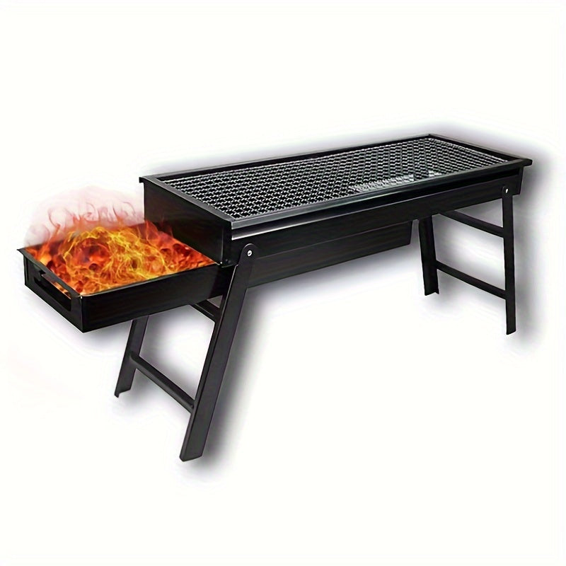 Portable stainless steel charcoal grill for outdoor picnics camping foldable design food-safe paint