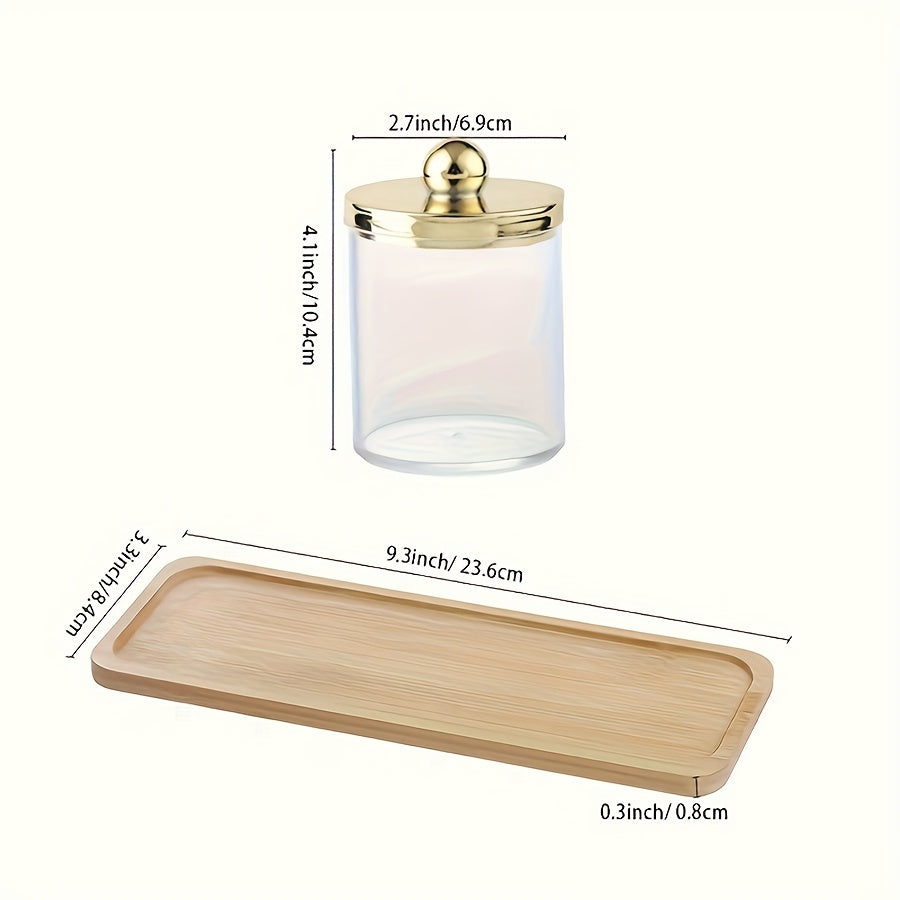 3-Piece Acrylic Qtip Holder Set with Tray Bathroom Storage Organizer