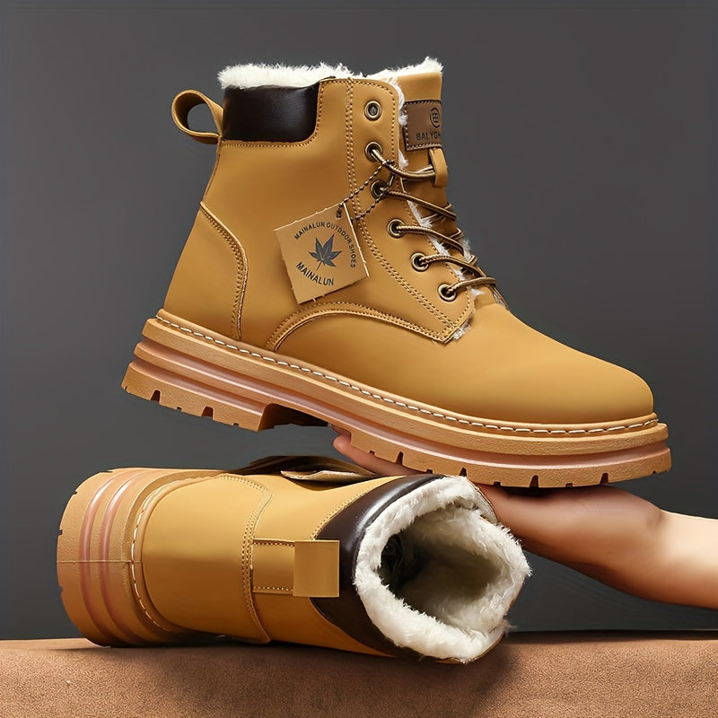 Men's All-Season High-Top Snow Boots with Plush Comfort and Round Toe