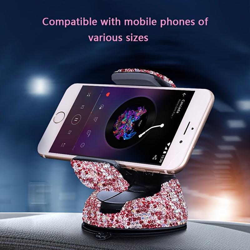 Sparkling Rhinestone Car Phone Holder - Dashboard & Air Vent Mount | Glitter Design