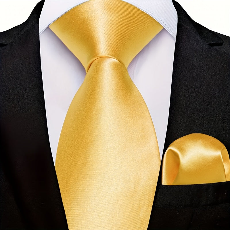 Erkaklar uchun bir rangli galstuk va cho'ntak sharf to'plami, biznes rasmiy tadbirlar uchun