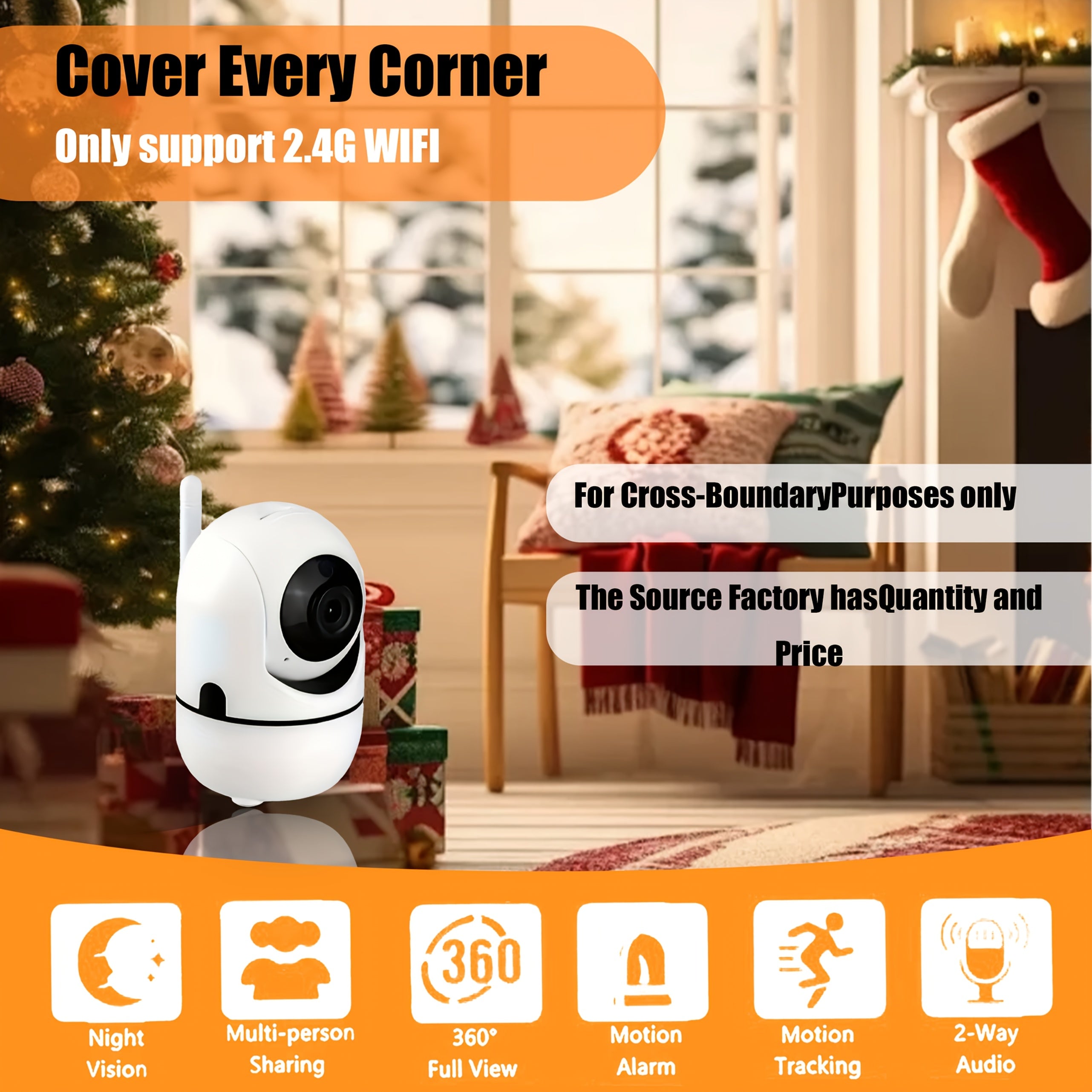 Wireless Security Camera 1080P with AI Human Tracking Motion Detection Two-Way Audio Indoor Outdoor