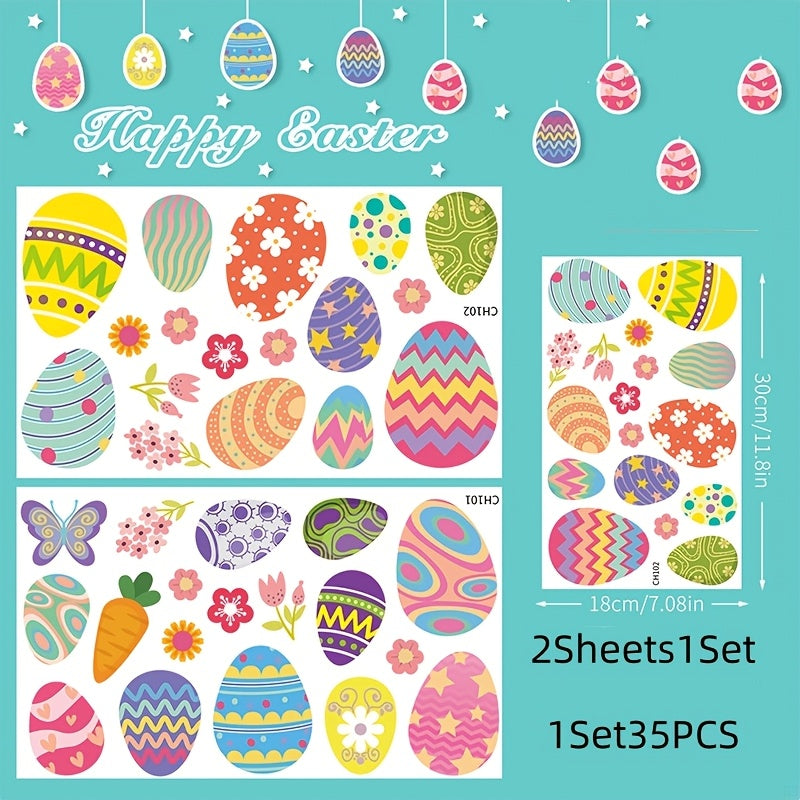 Easter Egg Window Clings 9 Sheets Battery-Free Easy to Apply Party Decor