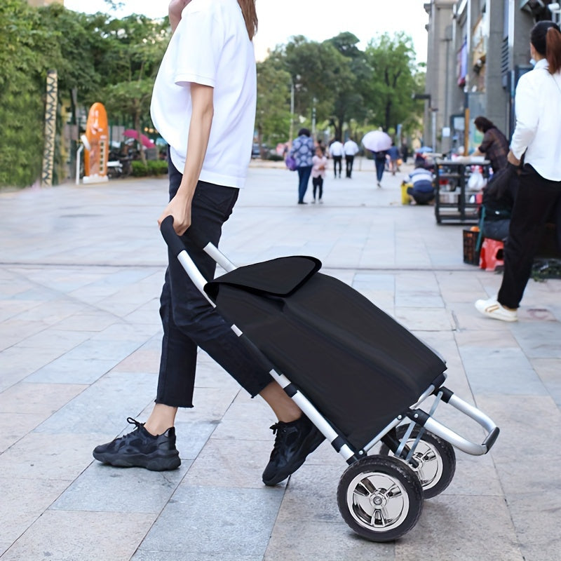 Qayriladigan xarid savati, ajratiladigan sumka va saqlash qutisi bilan - oziq-ovqat, lagerda va ko'chirish uchun portativ alyuminiy trolley - mustahkam kauchuk g'ildiraklar, qora.