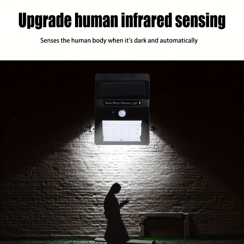 2 Pack Solar Motion Sensor Lights Outdoor 20 LED Security Wall Lamps for Yard Garage Driveway Patio