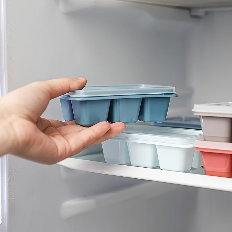 3Pcs Ice Cube Trays with Lids Food-Grade PP Plastic Stackable Leak-Proof Color-Coded