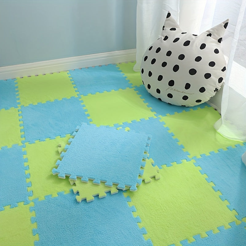 Foam Interlocking Floor Mat Set 12 Pieces, Plush, Anti-Slip, Easy Install