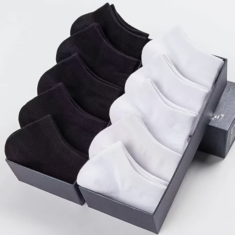 Men's Short Low-Cut Socks Pack of 10 Solid Color Spring Summer