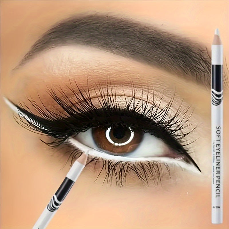 Women White Wooden Inner Eyeliner Pen for Eyelid and Under Crease