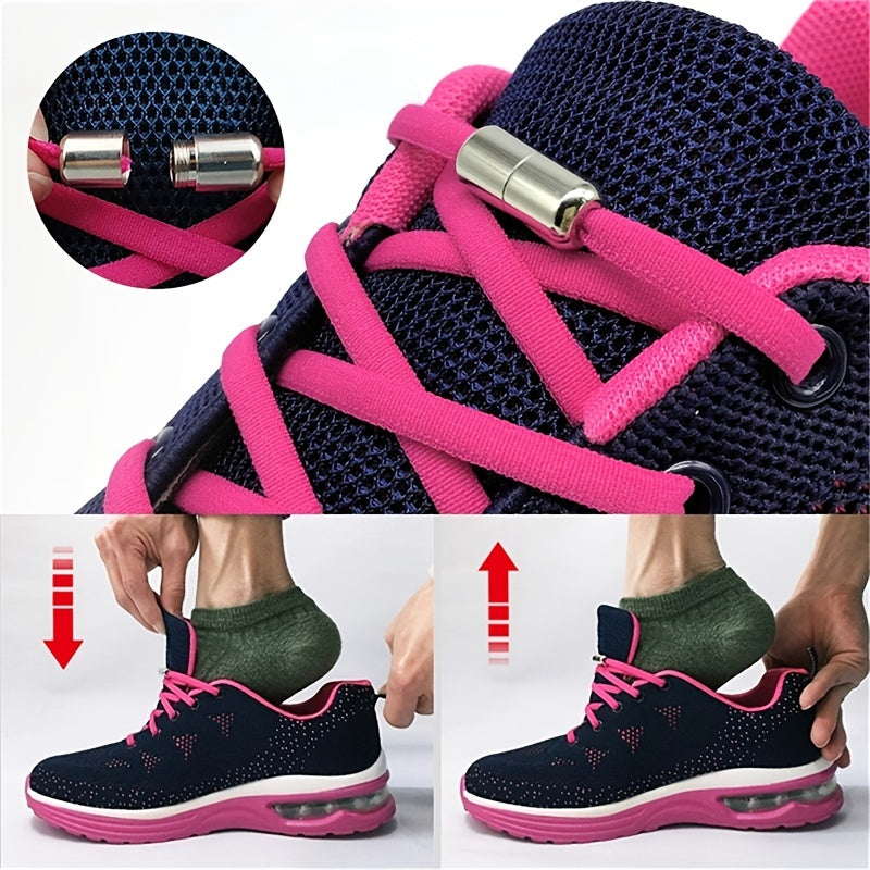 Unisex Elastic No-Tie Shoelaces with Metal Aglets White Sporty Laces