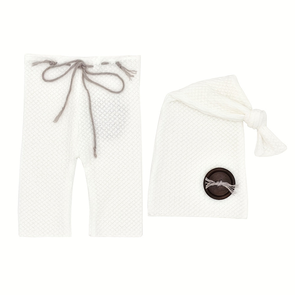 Baby Boy 2-Piece Pants and Cap Set Cotton Photo Outfit