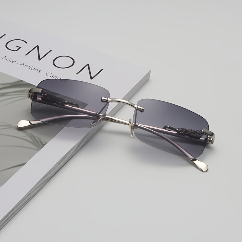 Yoshlar uchun Rimless metall kvadrat ko‘zoynaklar yozgi sayohat va haydash uchun