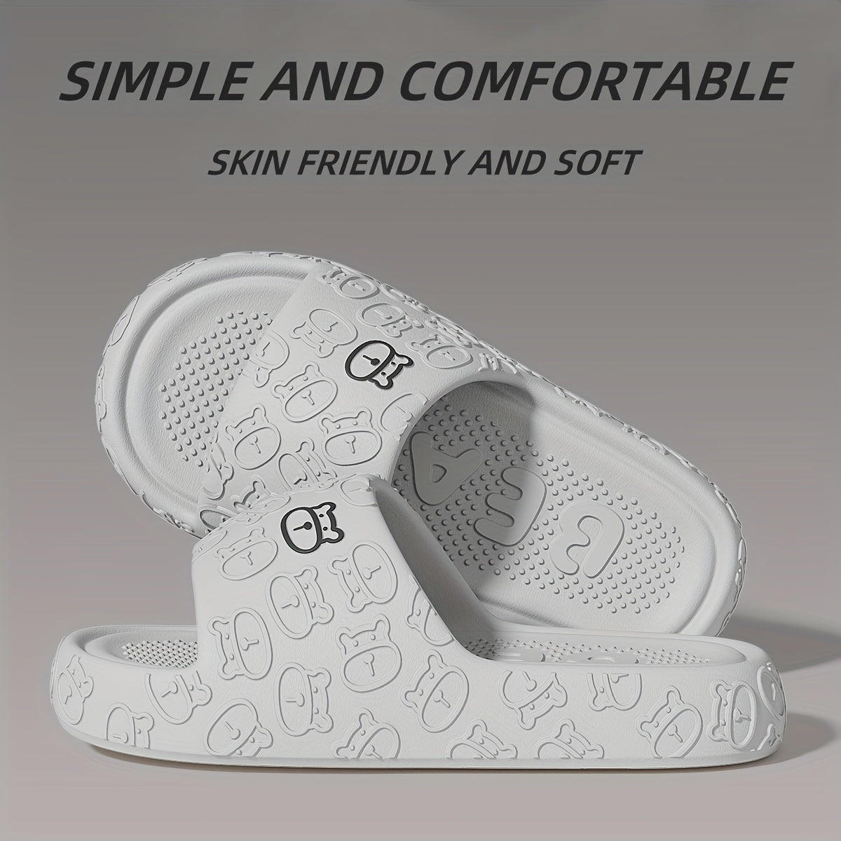 Women's Men’s Cartoon Bear Slip-On Sandals Pink Purple EVA Indoor Outdoor