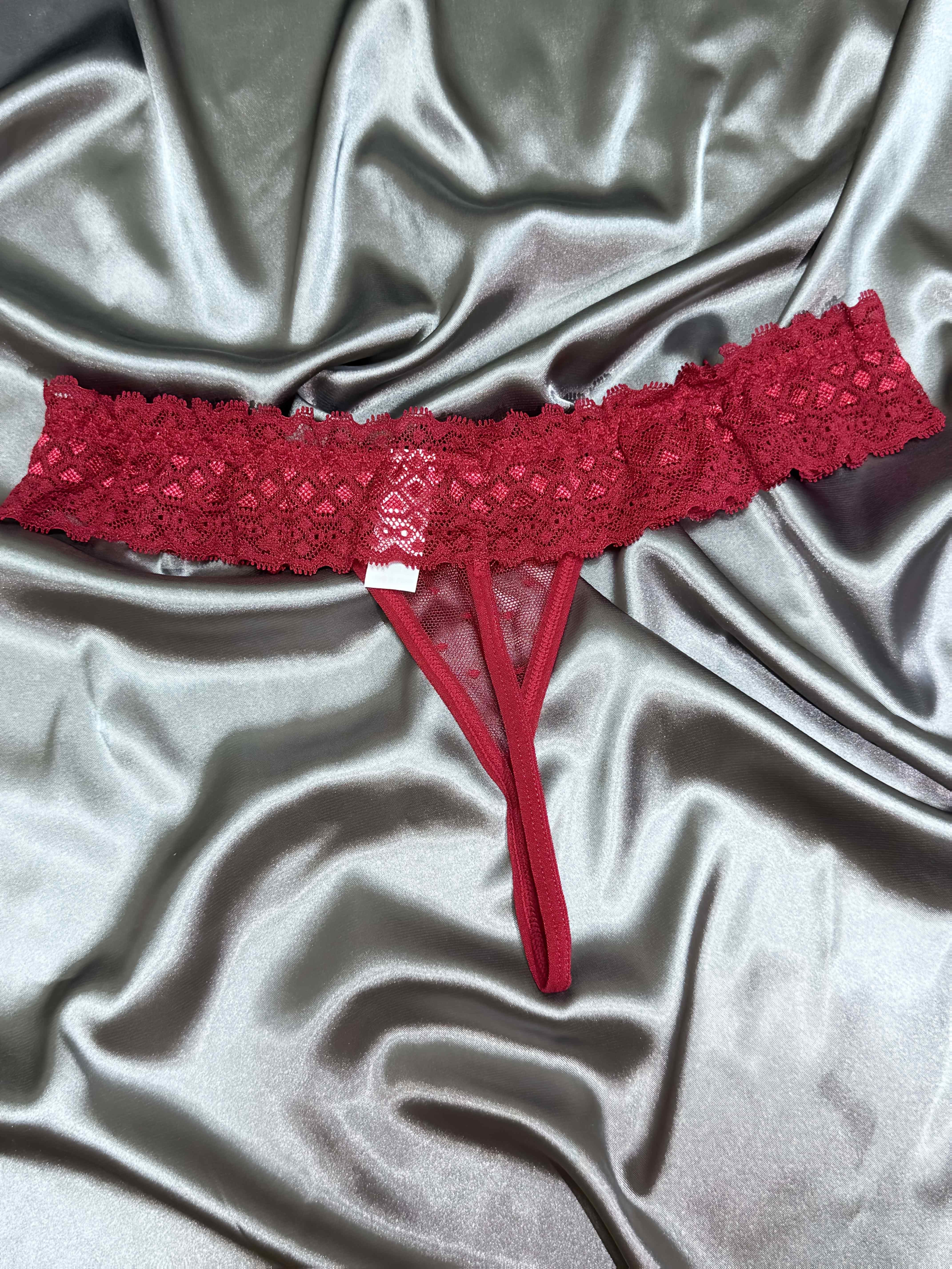 Women's Red Polka Dot Lace Thong for Valentine's Day Lingerie