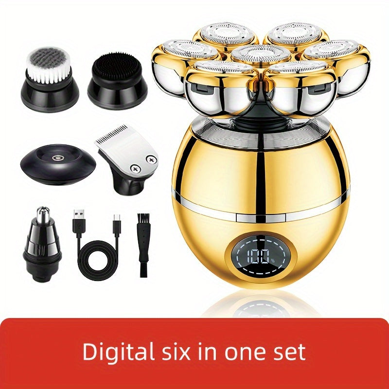 Мужской цифровой бритвенный прибор 5-в-1 триммер для бороды машинка для стрижки волос триммер для носа беспроводной
