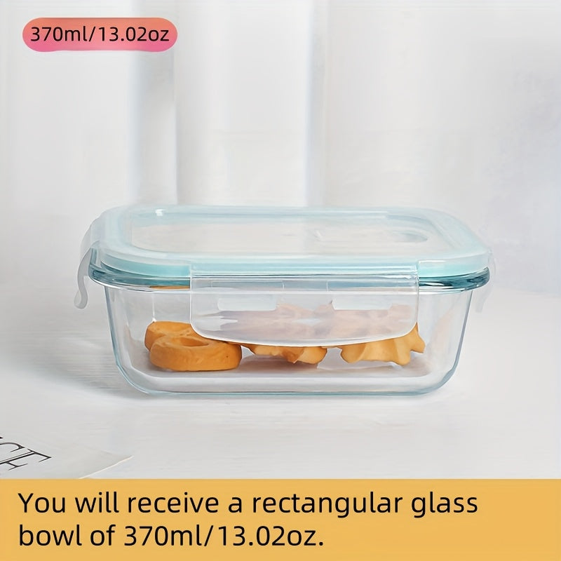 Glass Food Storage Container Set with Lid 12.5oz Microwave Dishwasher Safe Rectangular