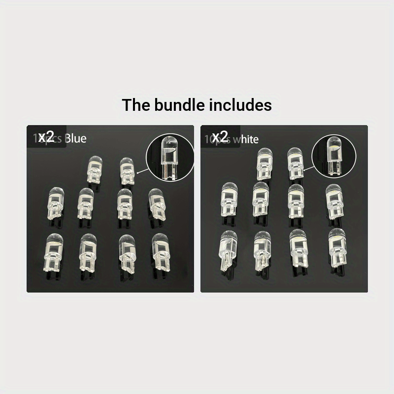 10 dona LED T10 Avtomobil ichki dumli chiroq lampasi Oq 6000K 12V Universal moslik