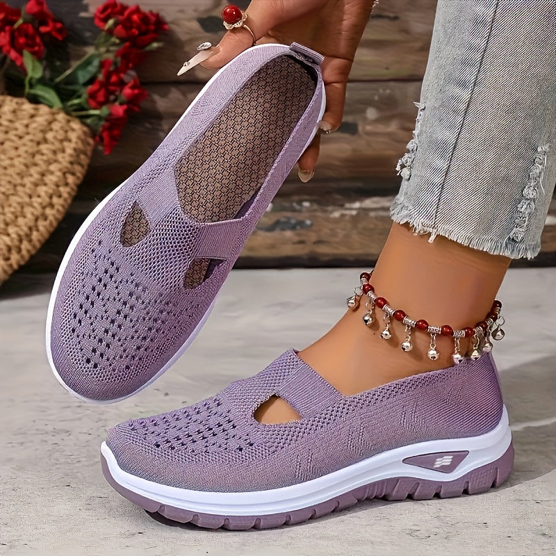 Women's Slip-On Sneakers Breathable Light Blue/Black Slip-On Walking Shoes