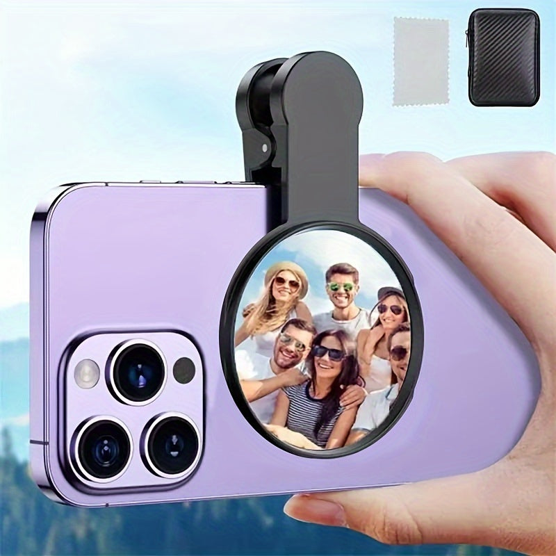 Portativ Smartfon Kamera Oyna Aks Siltash Klipi To'plami, Saqlash Sumkasi bilan, Orqa Selfie Oynasi, Plastik Material, Batareyasiz.