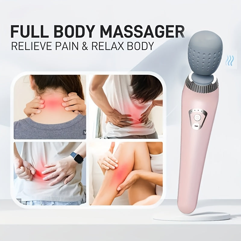 Portable Handheld Massager USB Rechargeable Deep Tissue Body Neck Back Slim Design