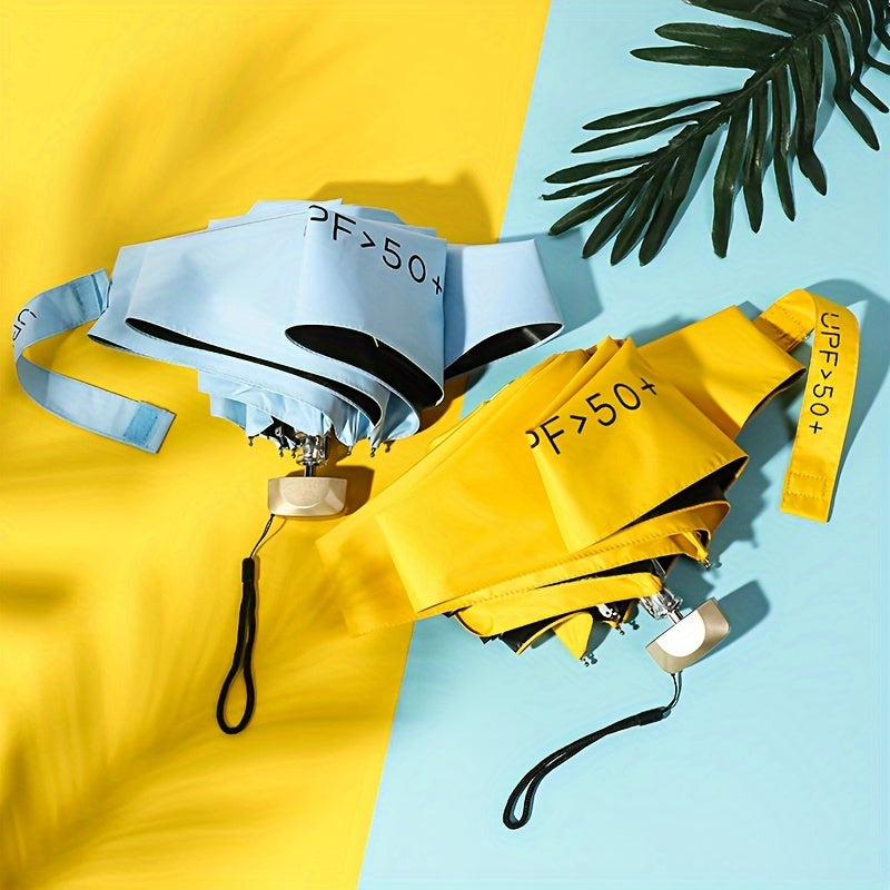 Lightweight Windproof UV Protection Sun Umbrella with Gold Handle and Aluminum Frame