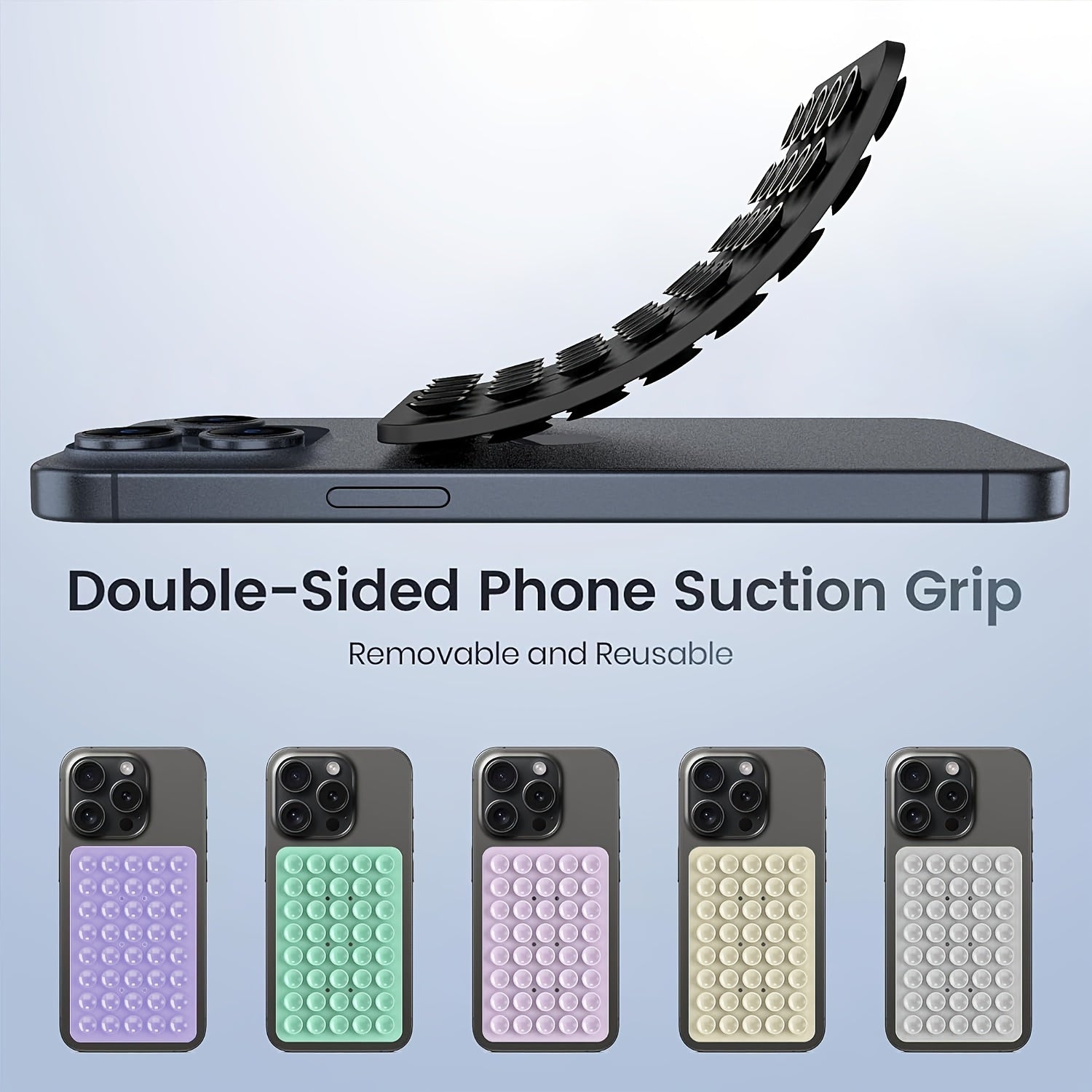 Double-Sided Silicone Suction Cup Phone Holder for iPhone Android Adjustable Angle Compact Design