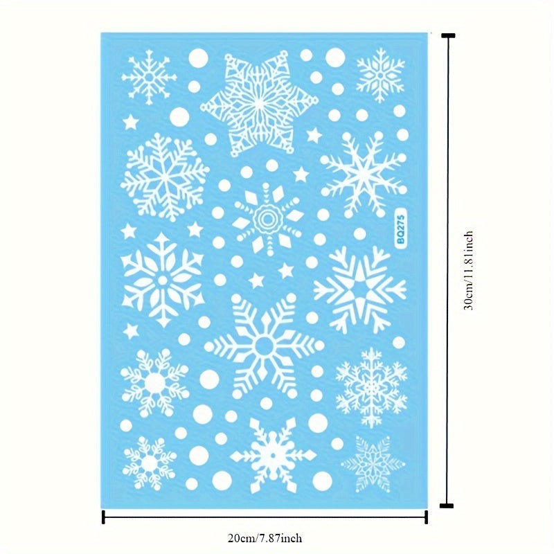 Adhesivos de ventanal con copo de nieve boho, decoraciones reutilizables para Navidad y invierno, 19.99cm x 30cm
