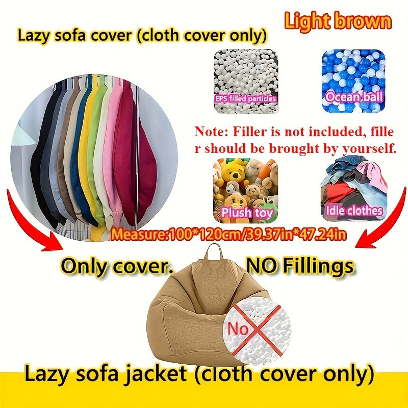 Portable Beanbag Chair for Camping and Home Decor Woven Chambray Ergonomic Space-Saving