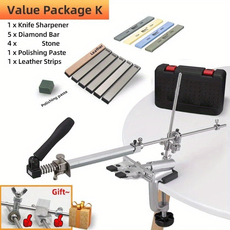 Pichoqni qirqish uchun professional maydalagich bilan pichoqni, qaychi va whetstone-ni qirqish uchun pichoqni qirqish to'plami.