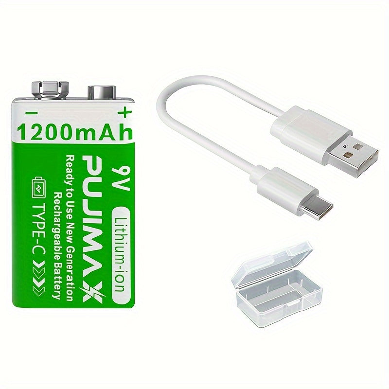 Lithium Battery with Type-C Port Rechargeable 9V Pack of 1 2 or 4
