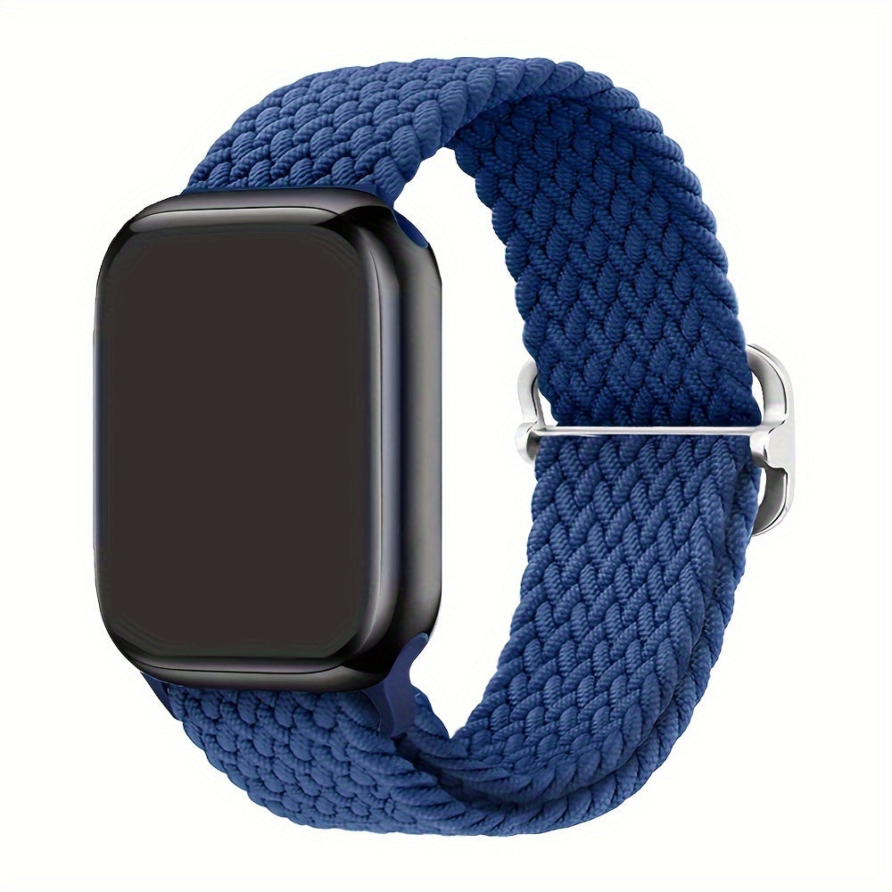 Apple Watch uchun nylon to'qilgan halqa tasmasi, moslashuvchan, elastik, suv o'tkazmaydigan va terga chidamli. Bir nechta ranglarda Ultra2/9/8/7/6/5/4/3 SE iWatch modellari uchun mos keladi. Zamonaviy va moslashuvchan.