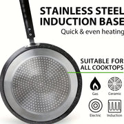 10-inch Non-Stick Crepe Pan Black Aluminum Heat-Resistant Handle for Gas Electric Rice Cooker